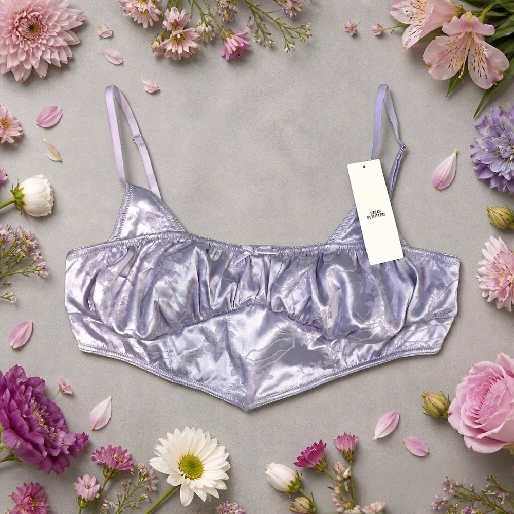 Out From Under NWT Satin Jacquard Bralette XL Fairycore Coquette Y2K Lingerie - Picture 1 of 10